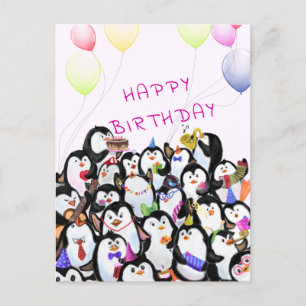 Postale Bébé Carte Anniversaire Bonne fête des pingouins V