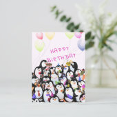 Postale Bébé Carte Anniversaire Bonne fête des pingouins V (Debout devant)