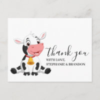 Bébé de vache mignonne Carte de remerciements