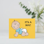Postale Bébé garçon rampant, C'EST UN GARÇON ! carte posta (Debout devant)