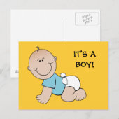 Postale Bébé garçon rampant, C'EST UN GARÇON ! carte posta (Devant / Derrière)