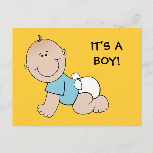 Postale Bébé garçon rampant, C'EST UN GARÇON ! carte posta (Devant)