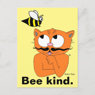 Postale Bee kind - be kind Cartoon Cat Señor Gato carte po