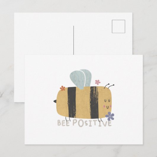 Postale Bee Positive - Carte de note de la chatte d'abeill (Devant / Derrière)
