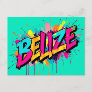 Postale Belize style graffiti turquoise accueil Carte post