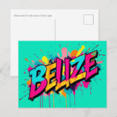 Postale Belize style graffiti turquoise accueil Carte post (Devant / Derrière)