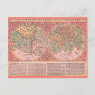 Postale Belle carte ancienne du monde avec texte latin