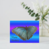 Postale Belle Carte d'anniversaire Papillon Morpho Bleu (Debout devant)