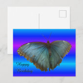 Postale Belle Carte d'anniversaire Papillon Morpho Bleu (Devant / Derrière)