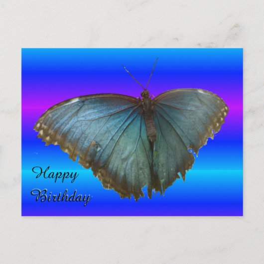 Postale Belle Carte d'anniversaire Papillon Morpho Bleu (Devant)