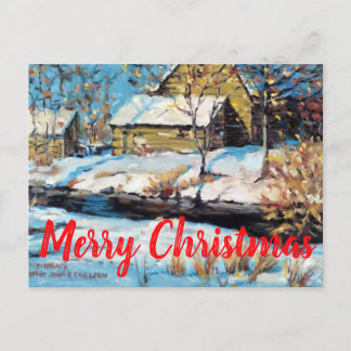 Postale Belle carte de Noël avec photo de neige d'hiver