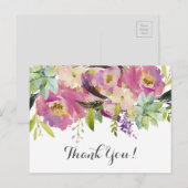 Postale belle carte de remerciements fleurie (Devant / Derrière)