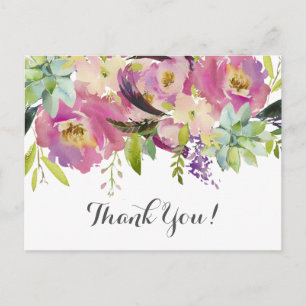 Postale belle carte de remerciements fleurie