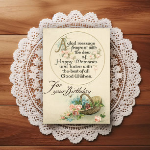 Postale Belle Carte de Vœux d'Anniversaire Vintage du Débu