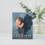 Postale belle carte faire-part de naissance typographique (Debout devant)