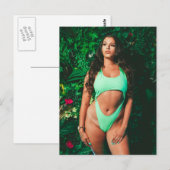 Postale Belle menthe vert bikini Modèle de mode carte post (Devant / Derrière)