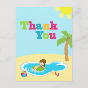 Postale Belle piscine filles anniversaire merci carte post