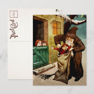 Postale Belsnickel vintage prenant une mauvaise carte post