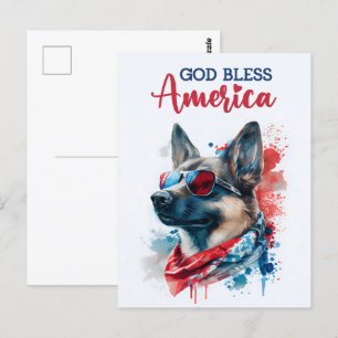 Postale Berger Allemand, Dieu bénisse l'Amérique Carte pos