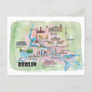 Postale Berlin Carte préférée avec lieux touristiques