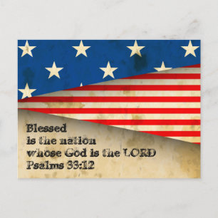 Postale Bible Verse Psaumes 33:12 Vintage USA Carte postal