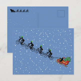 Postale Bicyclettes Tirage Sleigh Carte de voeux pliée