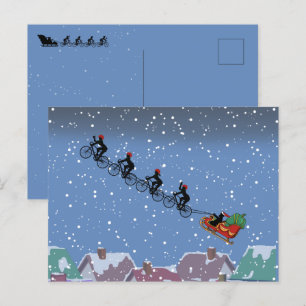 Postale Bicyclettes Tirage Sleigh Carte de voeux pliée