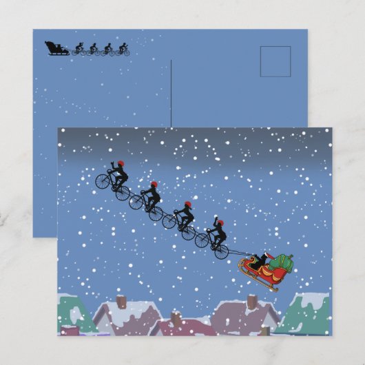 Postale Bicyclettes Tirage Sleigh Carte de voeux pliée (Devant / Derrière)