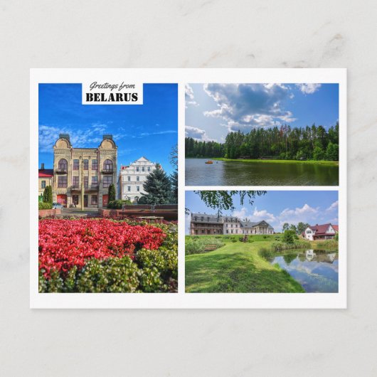 Postale Biélorussie Salutations Nature Architecture Carte  (Devant)