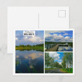 Postale Biélorussie Salutations Nature Lake Scenery Carte (Devant / Derrière)
