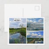 Postale Biélorussie Salutations Nature Lake Scenery Carte  (Devant / Derrière)