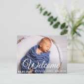 Postale BIENVENUE, carte de voeux de naissance de bébé ave (Debout devant)
