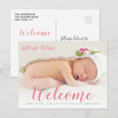 Postale BIENVENUE  | nouveau carte photo de bébé faire-par (Devant / Derrière)