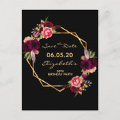 Postale Birthday burgundy noir Enregistrer la carte Date (Devant)