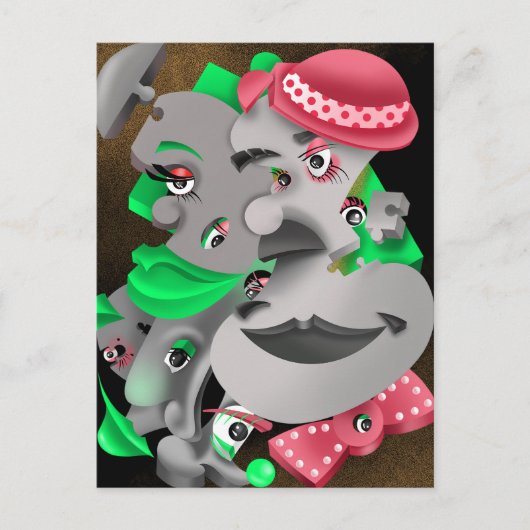 Postale Bits et pièces - Surreal Puzzle faces Carte postal (Devant)