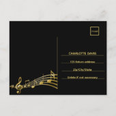 Postale Black gold notes retour adresse carte RSVP (Dos)