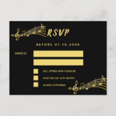 Postale Black gold notes retour adresse carte RSVP (Devant)