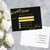 Postale Black gold notes retour adresse carte RSVP