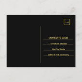 Postale Black gold notes retour adresse carte RSVP (Dos)