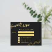 Postale Black gold notes retour adresse carte RSVP (Debout devant)