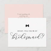 Postale Black Ribbon Bow Serez-Vous Ma Carte D'Époux (Devant / Derrière)