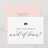 Postale Black Ribbon Bow vous serez ma carte d'honneur (Devant / Derrière)