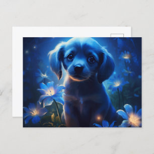 Postale blauwe lichtkaart briefkaart