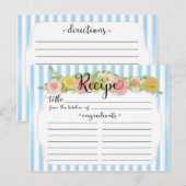 Postale Bleu Classy Grandes avec Recette Rose Carte (Devant / Derrière)