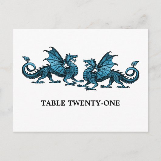 Postale Bleu Elegant Dragons Numéro de tableau Carte posta (Devant)