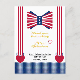 Postale Bleu Rouge Bleu 4 Juillet Carte de remerciements B