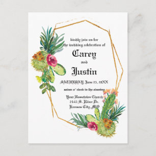 Postale Blooming Desert Mariage Succulent Inviter Carte Po