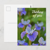 Postale Blue Iris Flower Portrait Penser à vous Carte post (Devant / Derrière)