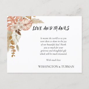 Postale Bohème Chic Floral Mariage Carte de remerciements