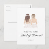 Postale Boho Besties Maid of Honor Proposition Carte posta (Devant / Derrière)
